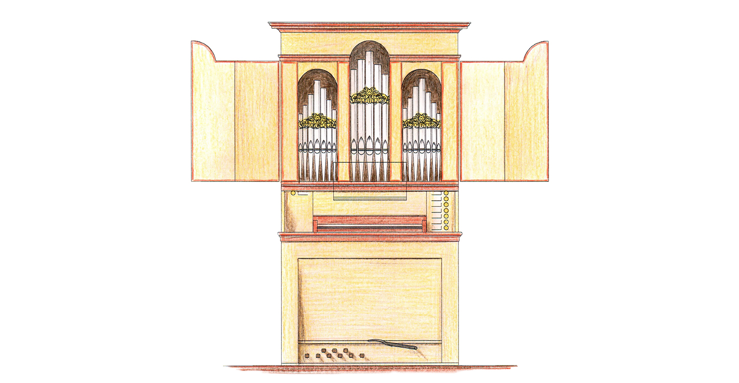 Tekening van het orgel door Reil