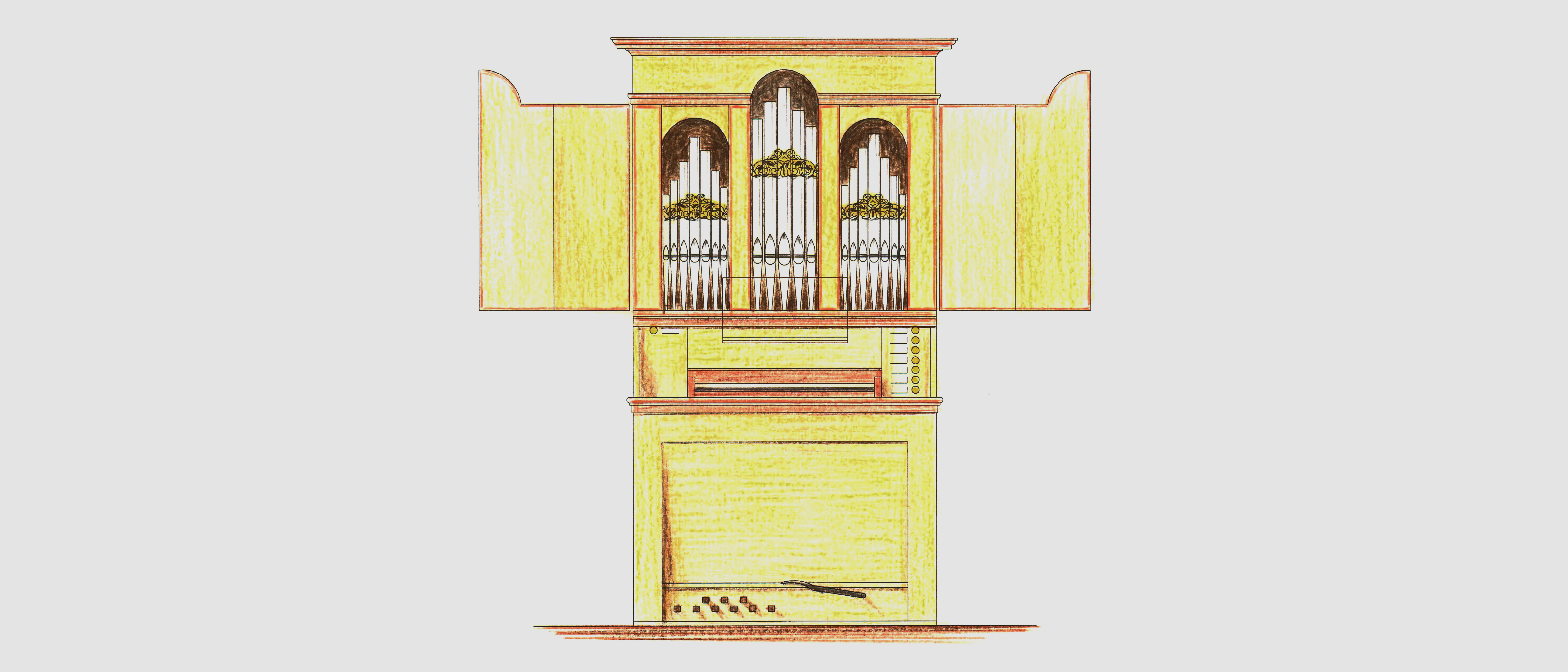 Tekening van het orgel door Reil